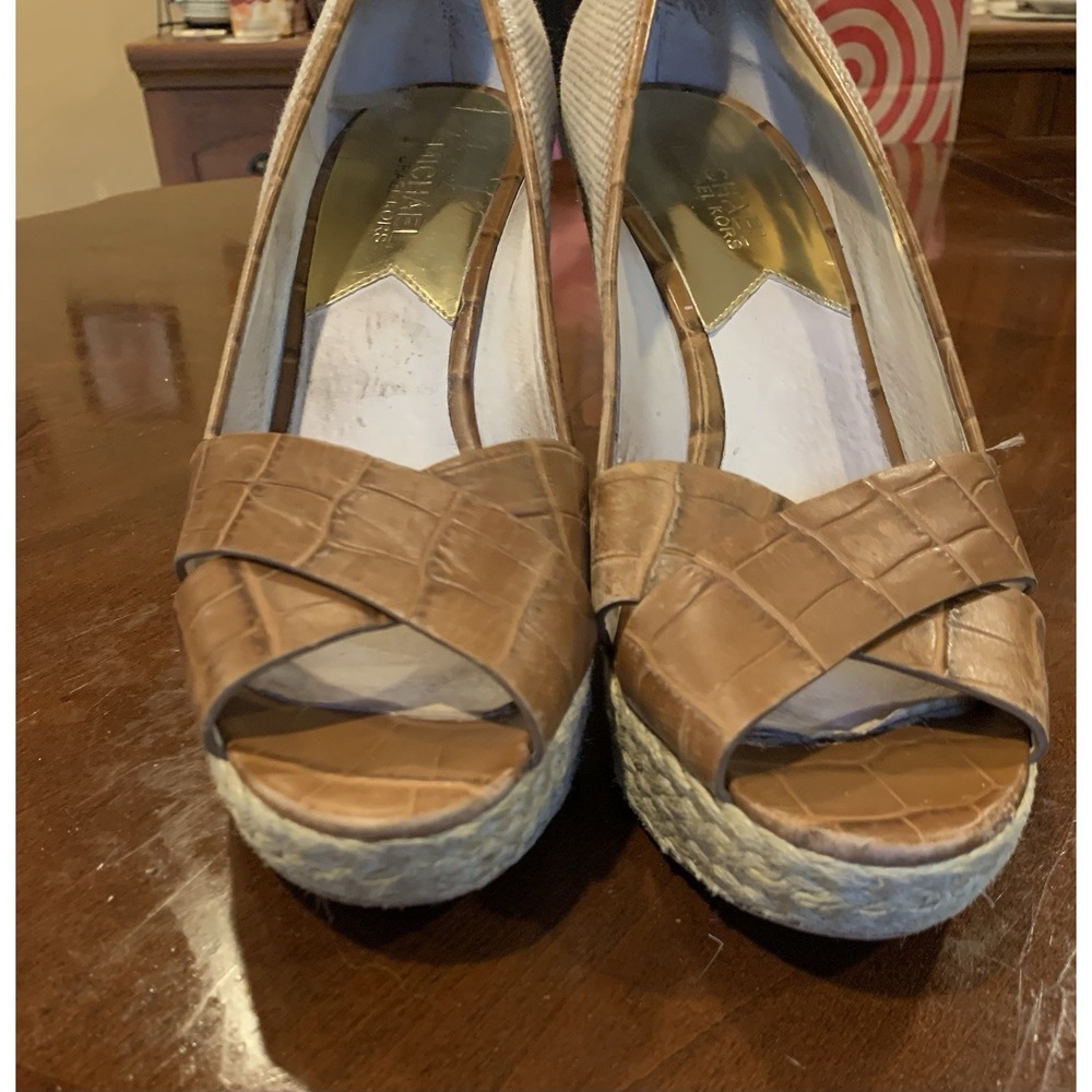 Michael Kors Platform Wedge Espadrilles Size 8.5 Heel Open‎ Toe